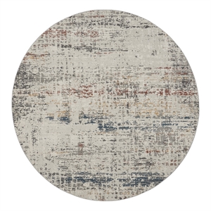 Nourison Rustic Textures 63&quot Round Fabric Indoor Rug in Light Gray Painterly