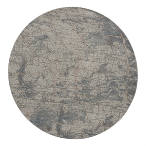 Nourison Rustic Textures 63&quot Round Fabric Indoor Rug in Light Gray/Blue