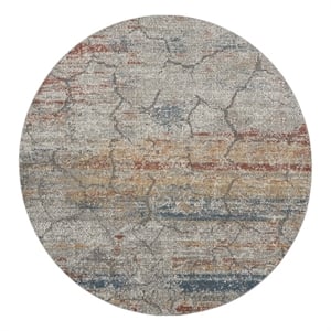Nourison Rustic Textures 63&quot Round Fabric Indoor Rug in Multi-Color Painterly