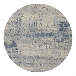 Nourison Rustic Textures 94&quot Round Fabric Indoor Rug in Ivory Blue Artistic