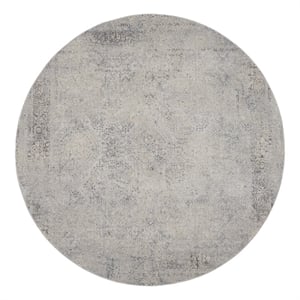 Nourison Rustic Textures 94&quot Round Fabric Indoor Rug in Ivory/Light Blue