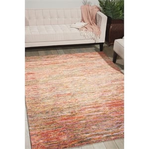 Nourison Gemstone 66&quot x 89&quot Wool Indoor Rug in Orange Fire Opal
