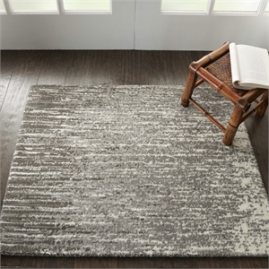 Nourison Twilight 96&quot Round Wool Indoor Rug in Smoke Gray Finish