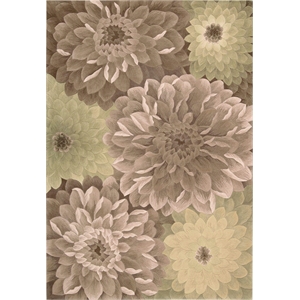 Nourison Tropics 96&quot x 132&quot Wool Indoor Rug in Taupe Beige/Green Floral