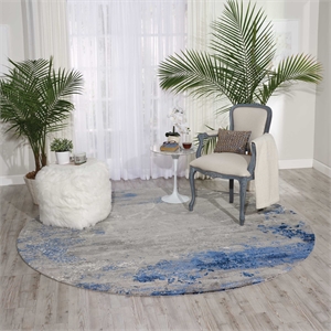 Nourison Twilight 96&quot Round Wool Indoor Rug in Blue/Gray Finish