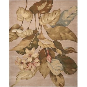 Nourison Tropics 90&quot x 114&quot Wool Indoor Rug in Beige Floral Finish