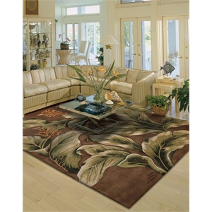 Nourison Tropics 90&quot x 114&quot Wool Indoor Rug in Khaki Tan Floral Finish