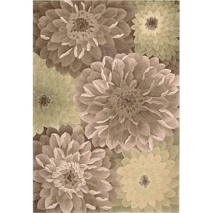 Nourison Tropics 90&quot x 114&quot Wool Indoor Rug in Taupe Beige/Green Floral