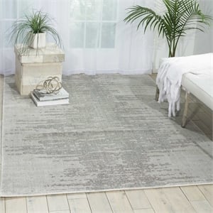 Nourison Twilight 93&quot x 117&quot Wool Indoor Rug in Seafoam Green/Gray