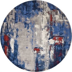 Nourison Twilight 96&quot Round Wool Indoor Rug in Gray/Blue Finish