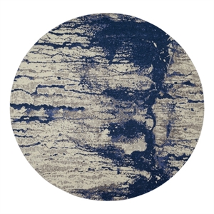 Nourison Twilight 96&quot Round Wool Indoor Rug in Ivory/Blue Artistic
