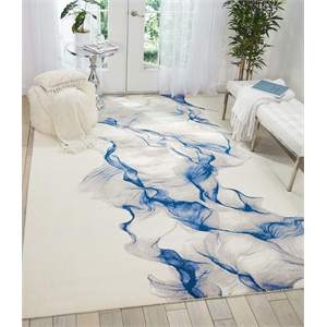 Nourison Twilight 96&quot Round Wool Indoor Rug in Ivory/Blue Artistic