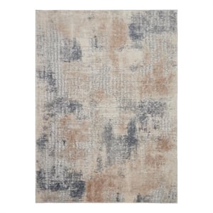 Nourison Rustic Textures 94&quot x 126&quot Fabric Indoor Rug in Beige & Gray Painterly