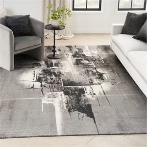 Nourison Twilight 93&quot x 117&quot Wool Indoor Rug in Gray and Ivory Finish