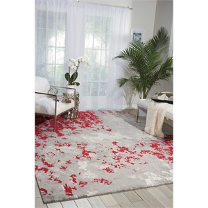 Nourison Twilight 93&quot x 117&quot Wool Indoor Rug in Gray/Red Finish