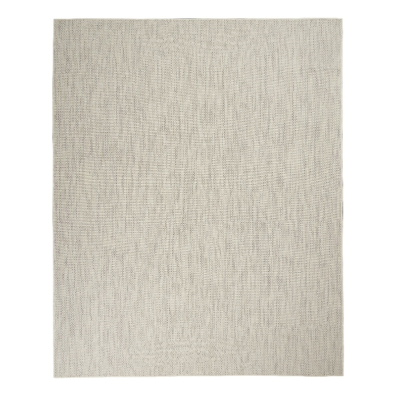 Nourison Courtyard 9' x 12' Ivory Silver Fabric Modern Area Rug (9' x 12')