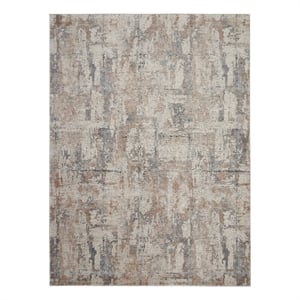 Nourison Rustic Textures 111&quot x 153&quot Fabric Indoor Rug in Beige & Gray Painterly
