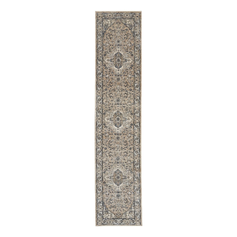 Nourison Concerto 12' Runner Beige Gray Fabric Farmhouse Area Rug (12' Runner)