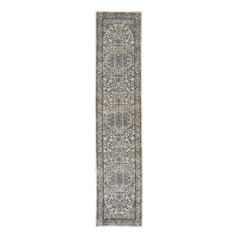 Nourison Concerto 12' Runner Ivory Gray Fabric Farmhouse Area Rug (12' Runner)