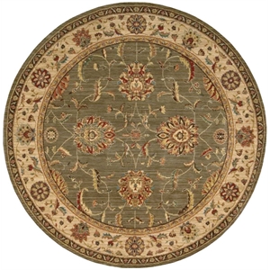 Nourison Living Treasures 70&quot Round Wool Indoor Rug in Green