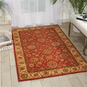 Nourison Living Treasures 70&quot Round Wool Indoor Rug in Rust Red