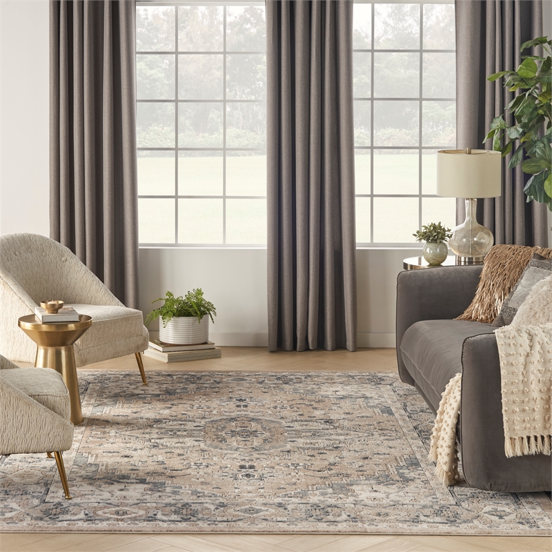 Nourison Concerto 7' x 10' Beige Gray Fabric Farmhouse Area Rug (7' x 10')