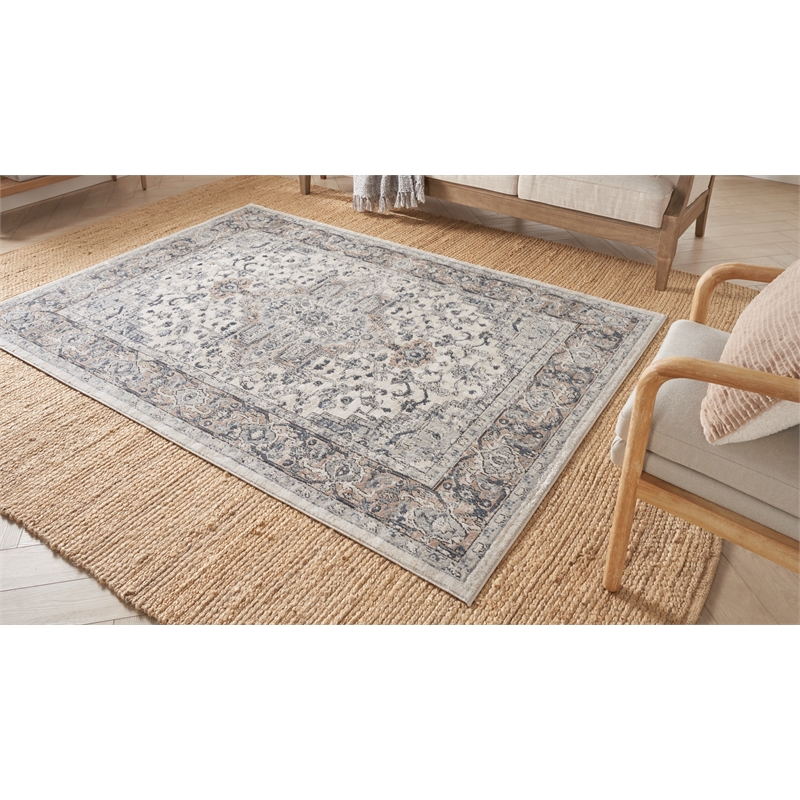 Nourison Concerto 7' x 10' Ivory Gray Fabric Farmhouse Area Rug (7' x 10')