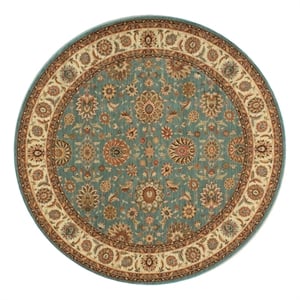 Nourison Living Treasures 94&quot Round Wool Indoor Rug in Aqua Blue