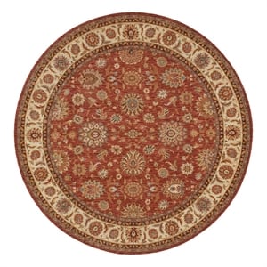 Nourison Living Treasures 94&quot Round Wool Indoor Rug in Rust Red