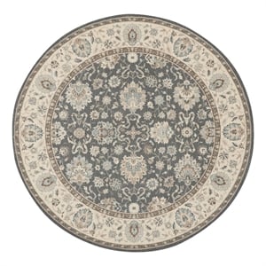 Nourison Living Treasures 94&quot Round Wool Indoor Rug in Gray-Ivory