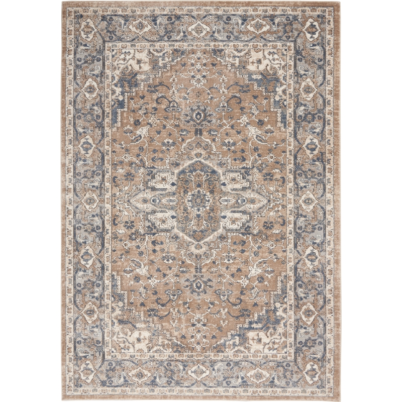 Nourison Concerto 6' x 9' Beige Gray Fabric Farmhouse Area Rug (6' x 9')