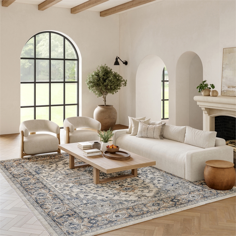 Nourison Concerto 6' x 9' Ivory Gray Fabric Farmhouse Area Rug (6' x 9')