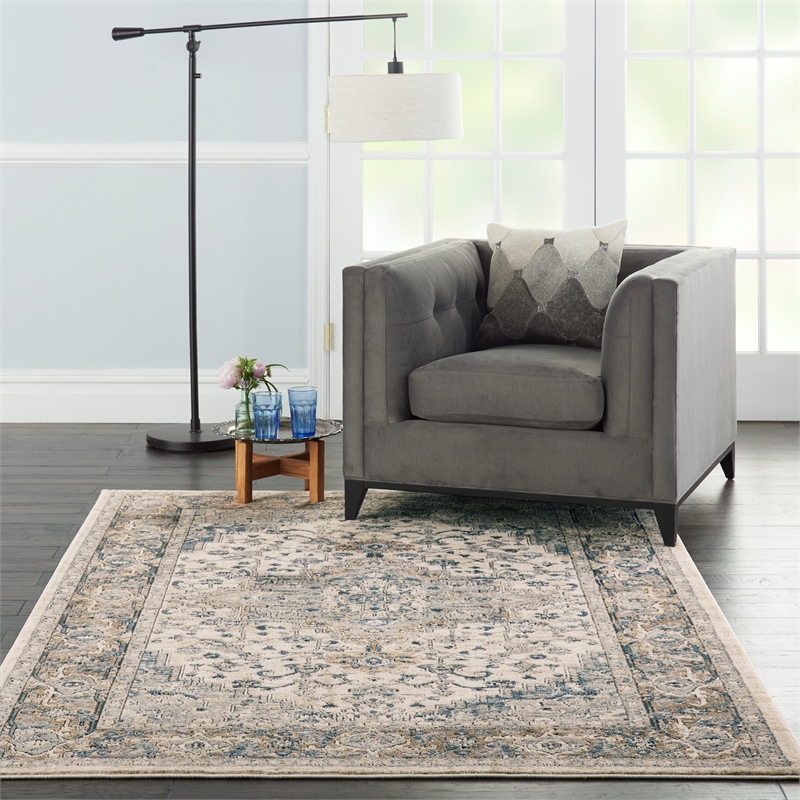Nourison Concerto 6' x 9' Ivory Gray Fabric Farmhouse Area Rug (6' x 9')