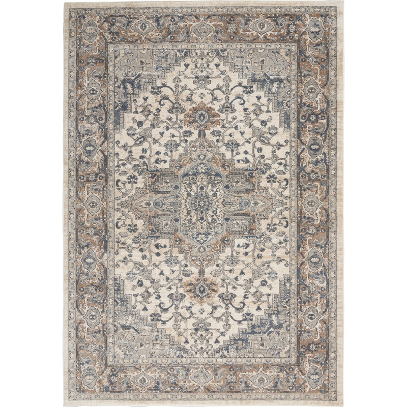 Nourison Concerto 6' x 9' Ivory Gray Fabric Farmhouse Area Rug (6' x 9')