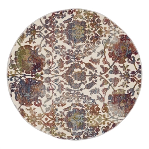 nourison global vintage 4' x round white/multi vintage indoor rug
