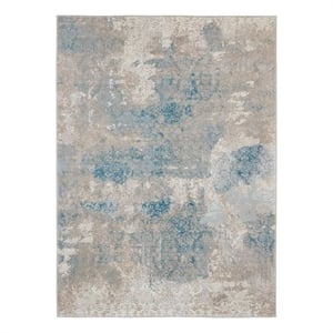 Nourison Karma 5'3&quot x 7'4&quot Ivory/Light Blue Farmhouse & Country Indoor Rug