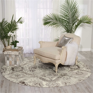 Nourison Twilight 96&quot Round Wool Indoor Rug in Ivory/Gray Tribal