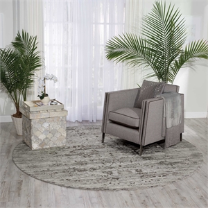 Nourison Twilight 96&quot Round Wool Indoor Rug in Silver Vintage Finish