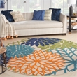 Nourison Aloha 10' x Round Multicolor Fabric Tropical Area Rug (10' Round)