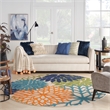 Nourison Aloha 10' x Round Multicolor Fabric Tropical Area Rug (10' Round)