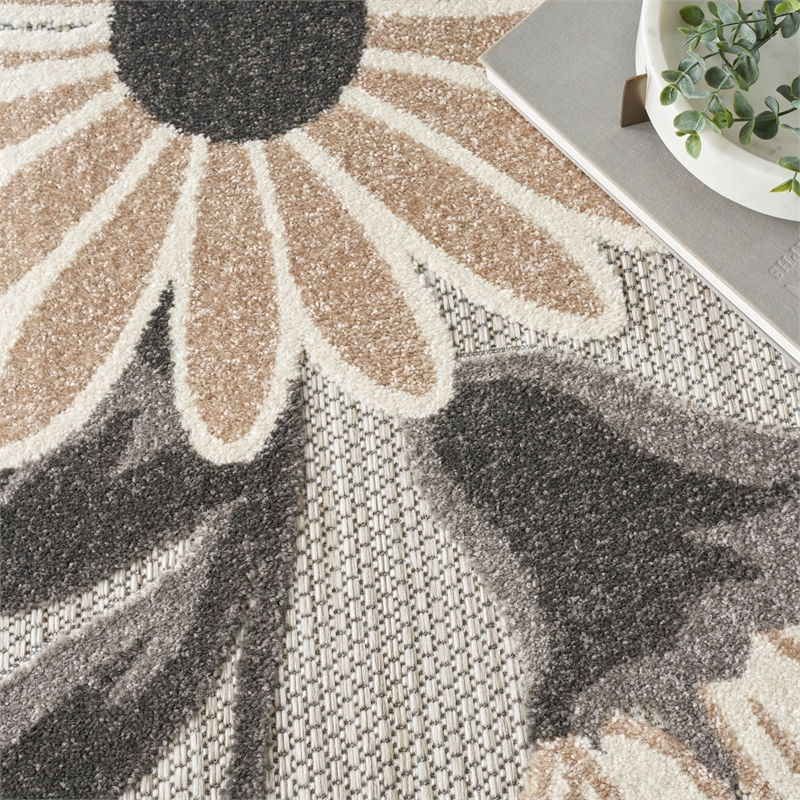 Nourison Aloha 9' x 12' Beige Fabric Contemporary Area Rug (9' x 12')