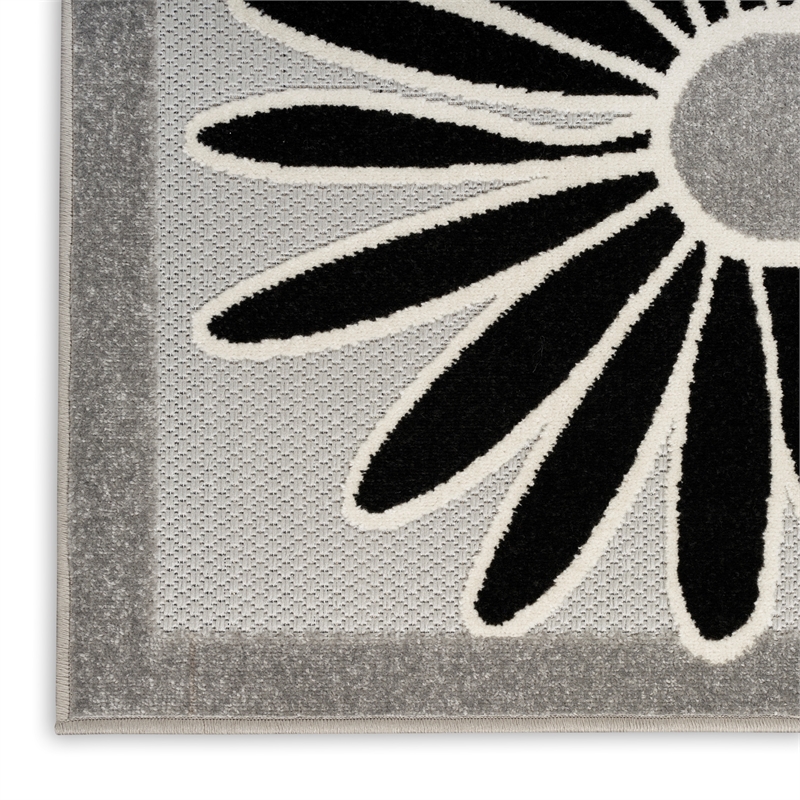 Nourison Aloha 9' x 12' Black White Fabric Contemporary Area Rug (9' x 12')