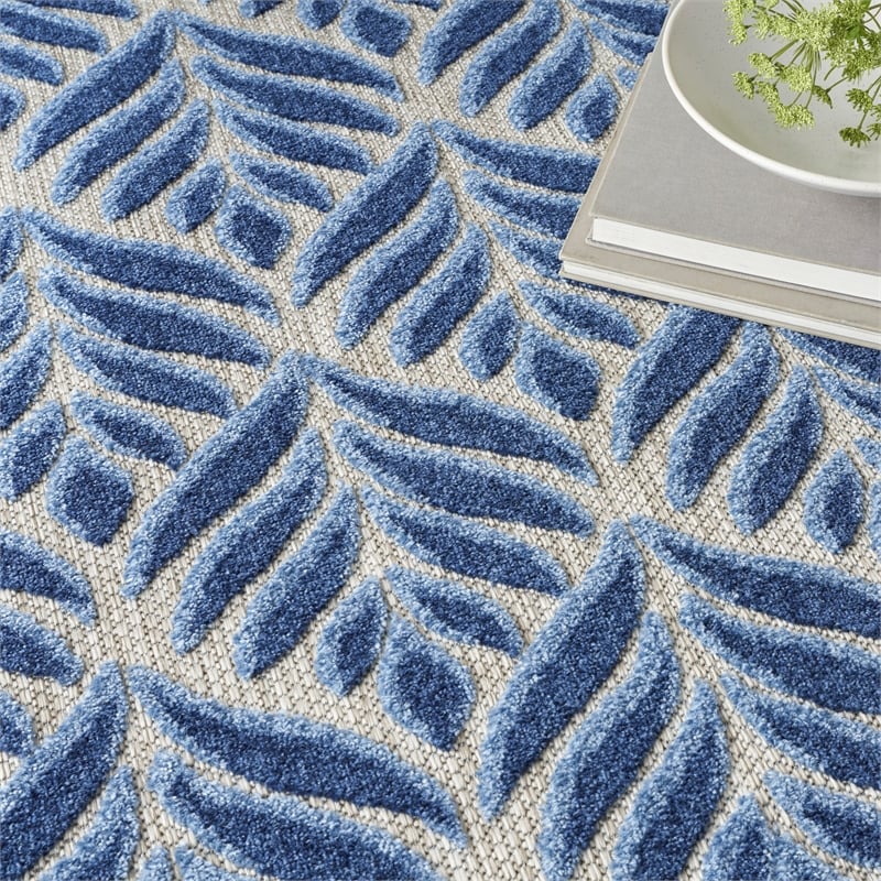 Nourison Aloha 9' x 12' Blue Fabric Tropical Area Rug (9' x 12')
