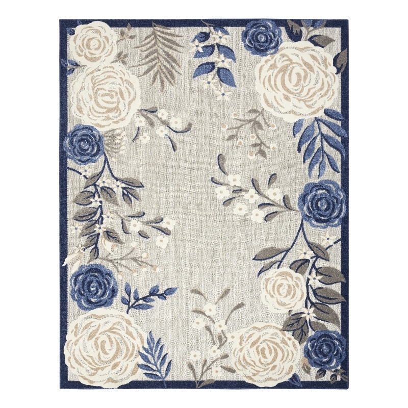 Nourison Aloha 6' x 9' Blue Gray Fabric Contemporary Area Rug (6' x 9')