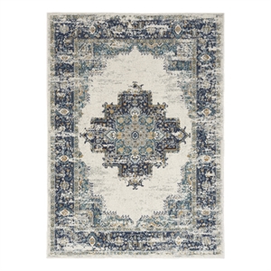 Nourison Passion 8' x 10' Ivory Gray Blue Fabric Vintage Area Rug (8' x 10')