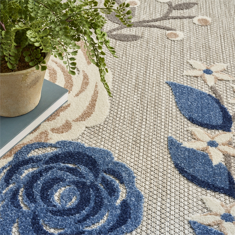Nourison Aloha 8' x 11' Blue Gray Fabric Contemporary Area Rug (8' x 11')