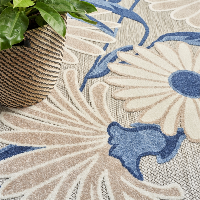 Nourison Aloha 8' x 11' Blue Gray Fabric Contemporary Area Rug (8' x 11')
