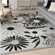 Nourison Aloha 4' x 6' Black White Fabric Contemporary Area Rug (4' x 6')
