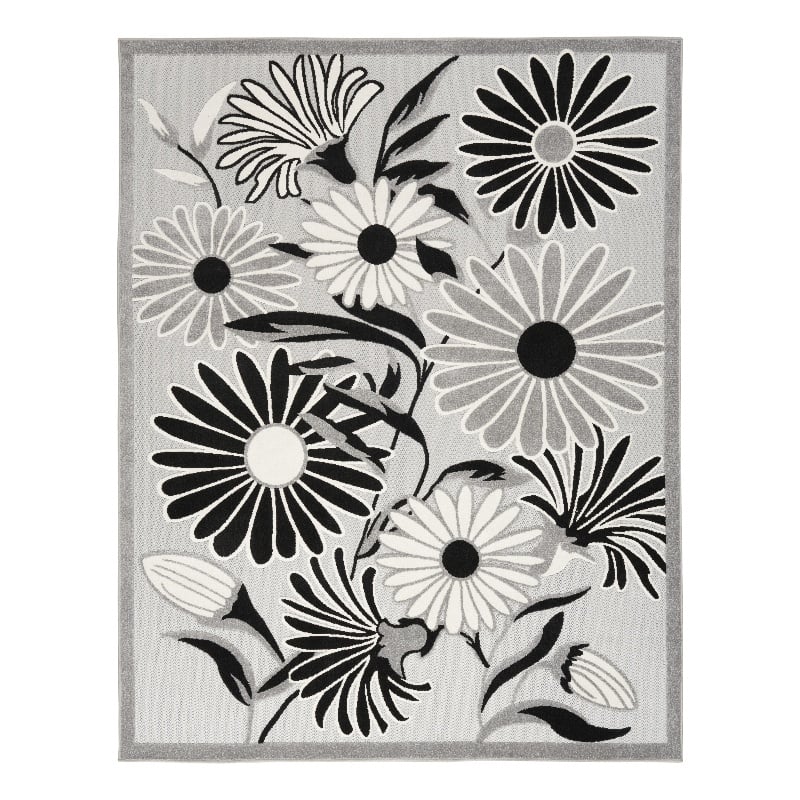 Nourison Aloha 4' x 6' Black White Fabric Contemporary Area Rug (4' x 6')