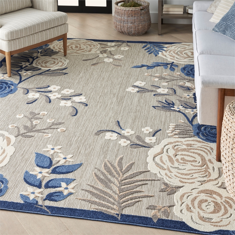 Nourison Aloha 4' x 6' Blue Gray Fabric Contemporary Area Rug (4' x 6')